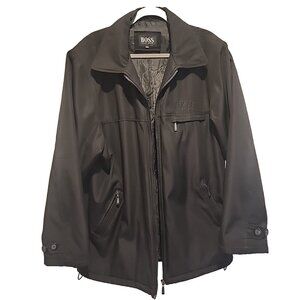 HUGO BOSS sz XL XXL mens Nylon Jacket black full zip water resistant light coat